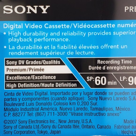 Sony DVC DVM60PRR MiniDV Blank Video Tapes 60 Minute 5 Pack - Picture 4 of 8